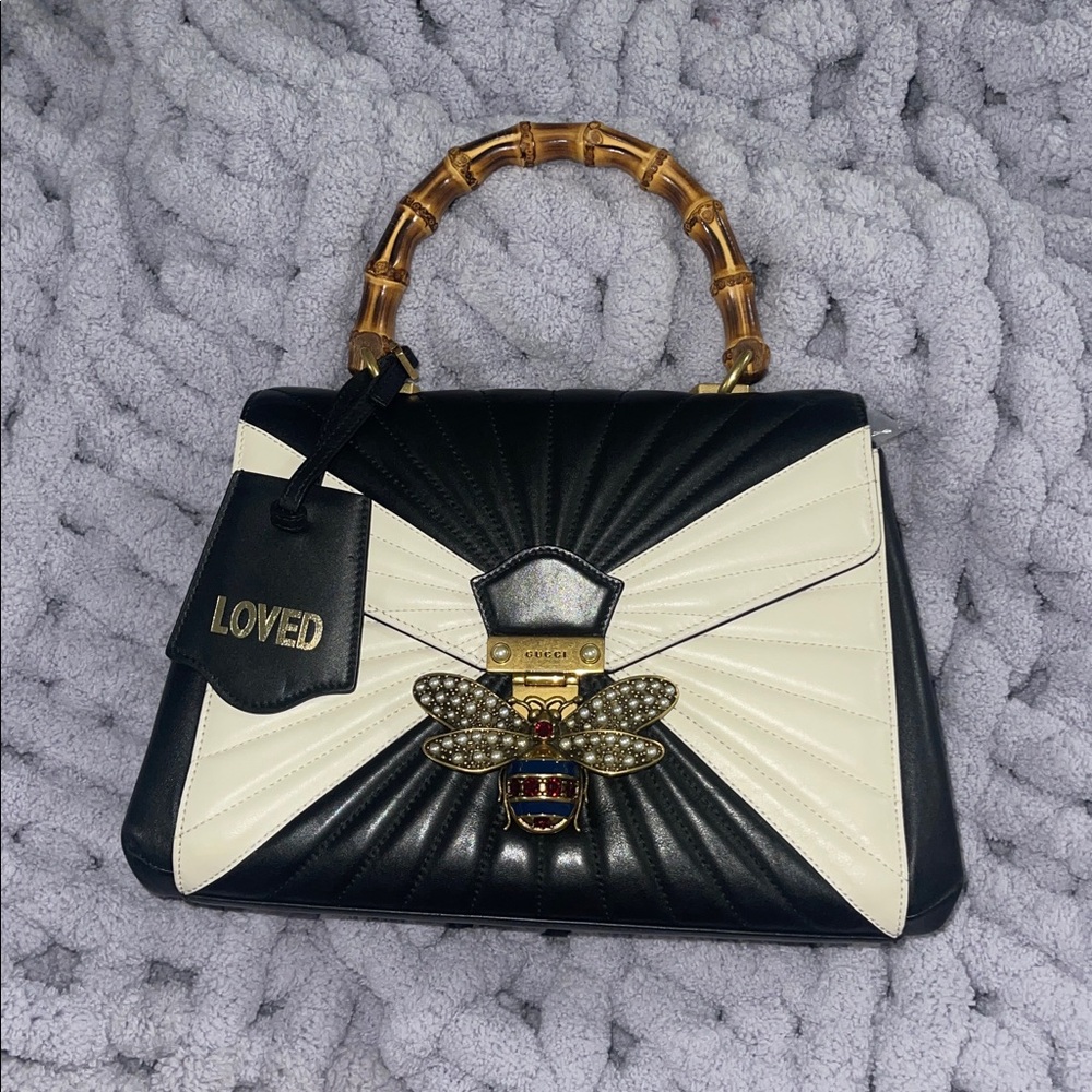 Gucci Calfskin Bamboo Trapuntata Queen Margaret Top Handle Bag